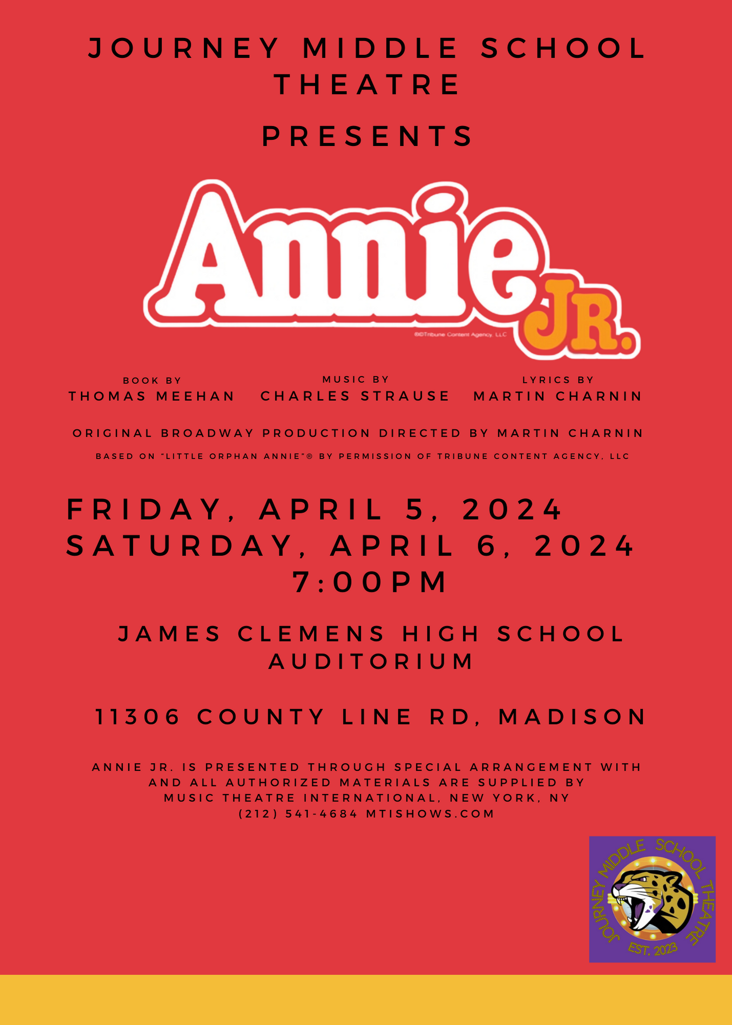 Journey Middle School Theatre presents......Annie Jr.